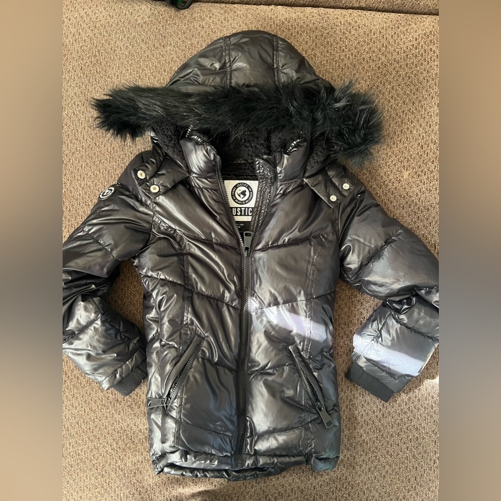 Girls Justice outerwear Jacket with fur hood